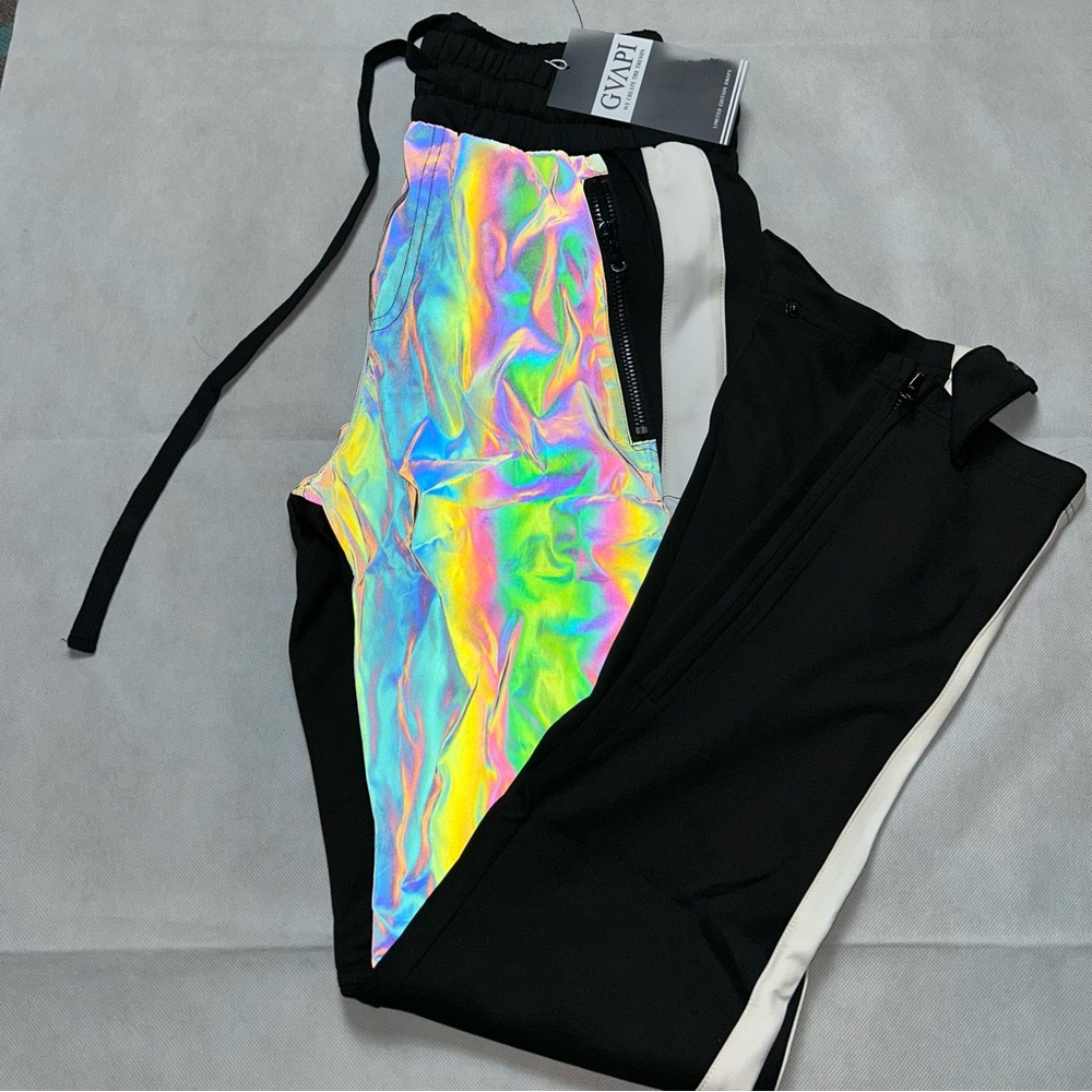 Guapi reflective black and white jogger style pants NWT size 34
